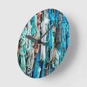 Muster eines nautischen blauen Seilmusters an der Runde Wanduhr (Winkel)