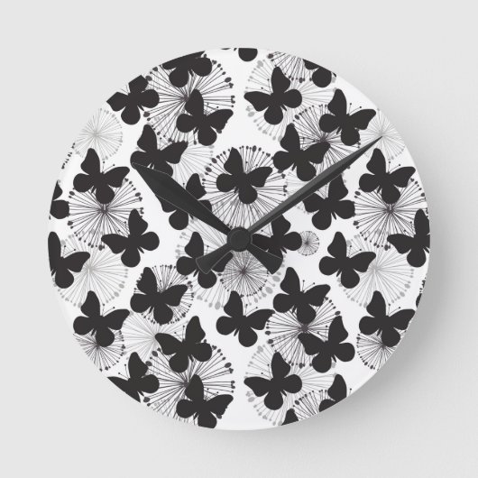Muster eines Schmetterlinges Runde Wanduhr (Vorderseite)