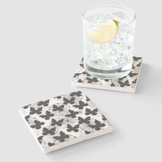 Muster eines Schmetterlinges Steinuntersetzer (Seitenansicht)