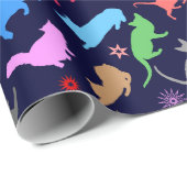 Muster farbenfroher Katzen. Navy Blue Background Geschenkpapier (Rolleneckpunkt)