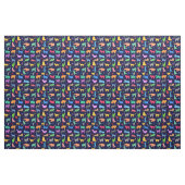 Muster farbenfroher Katzen. Navy Blue Background Stoff (Fat Quarter (45,7 x 55,9 cm))