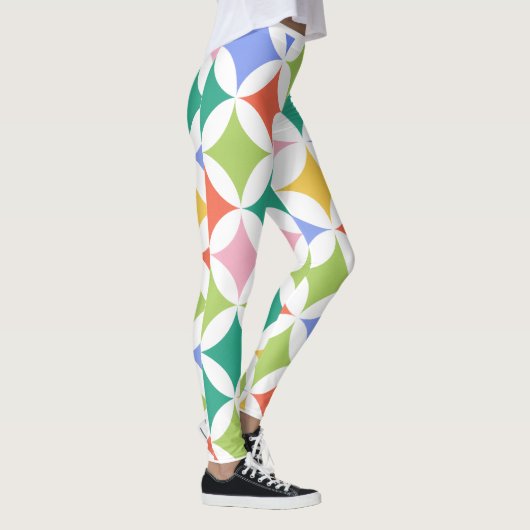 Muster-farbige Abstrakte geometrische Kreise Leggings (Rechts)