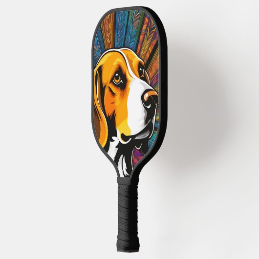 Muster farbiger Beagle Pickleball Schläger (Links)