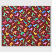 Muster farbiger Silhouetten von Katzen Geschenkpapier (Flach)