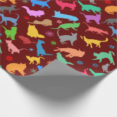 Muster farbiger Silhouetten von Katzen Geschenkpapier (Ecke)