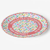 Muster farbiger Silhouetten von Katzen Pappteller (Schrägansicht)