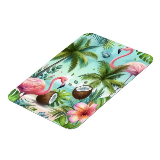 Muster Flamingos & Coconuts Magnet (Linke Seite)