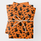 Muster fliegender Hexen, Fledermäuse und Spinnen Geschenkpapier Set (Beispiel)