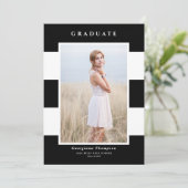 Muster-Foto-Abschluss für Schwarzweiß-Streifen Ankündigung (Stehend Vorderseite)