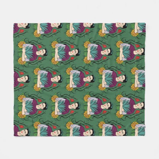 Muster Frida Kahlos | MI Mexiko Lindo Fleecedecke (Vorderseite (Horizontal))