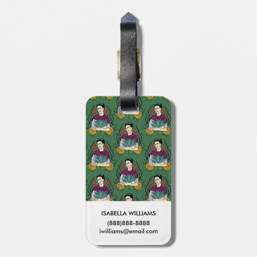 Muster Frida Kahlos | MI Mexiko Lindo Gepäckanhänger (Rückseite vertikal)
