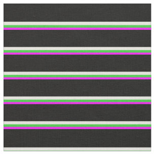 Muster Fuchsia, Lime Green, Beige & Black Lines Stoff