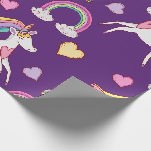 Muster Funny Unicorn Magic Horn Niedlich Geschenkpapier (Ecke)