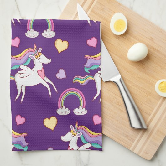 Muster Funny Unicorn Magic Horn Niedlich Geschirrtuch (Viertel Falte)