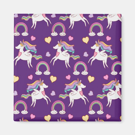 Muster Funny Unicorn Magic Horn Niedlich Magnet (Vorne)