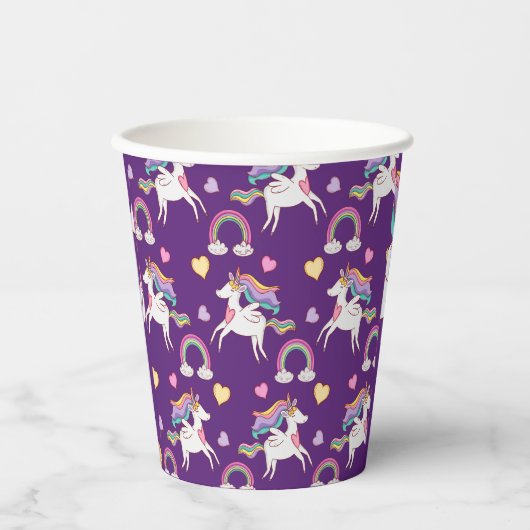 Muster Funny Unicorn Magic Horn Niedlich Pappbecher (Vorderseite)