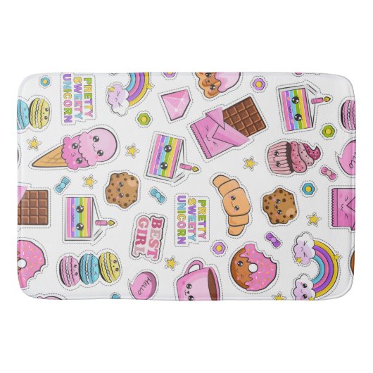 Muster Funny Unicorn Magic Rainbow Niedlich Badematte (Vorderseite)