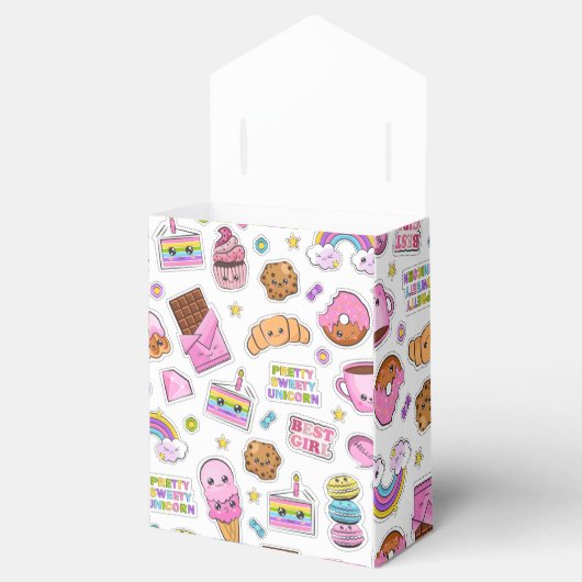 Muster Funny Unicorn Magic Rainbow Niedlich Geschenkschachtel (Geöffnet)