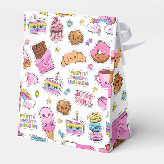 Muster Funny Unicorn Magic Rainbow Niedlich Geschenkschachtel (Rückseite)