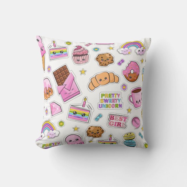 Muster Funny Unicorn Magic Rainbow Niedlich Kissen (Vorderseite)