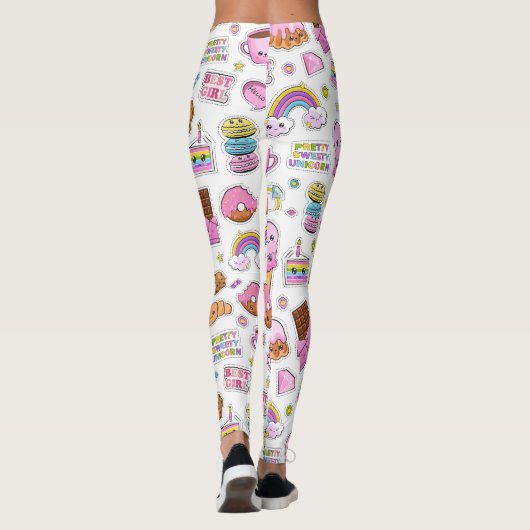 Muster Funny Unicorn Magic Rainbow Niedlich Leggings (Rückseite)
