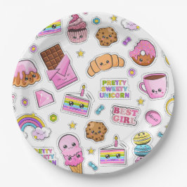 Muster Funny Unicorn Magic Rainbow Niedlich Pappteller