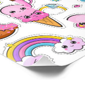 Muster Funny Unicorn Magic Rainbow Niedlich Poster (Ecke)