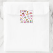 Muster Funny Unicorn Magic Rainbow Niedlich Quadratischer Aufkleber (Tasche)