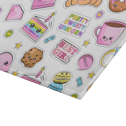 Muster Funny Unicorn Magic Rainbow Niedlich Schneidebrett (Ecke)