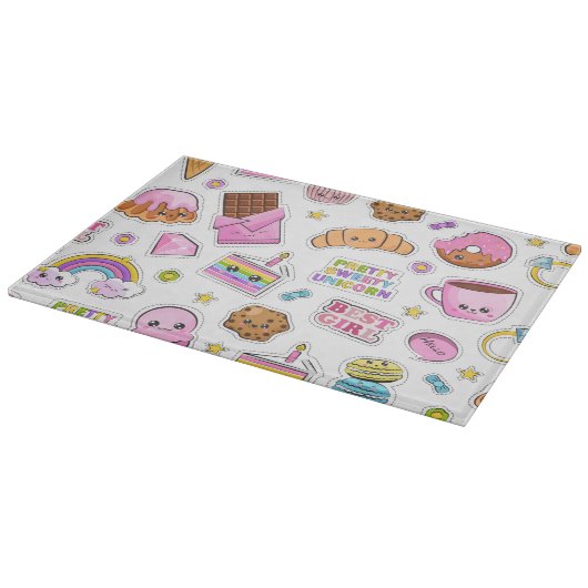 Muster Funny Unicorn Magic Rainbow Niedlich Schneidebrett (Ecke)