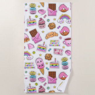 Muster Funny Unicorn Magic Rainbow Niedlich Strandtuch