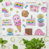 Muster Funny Unicorn Magic Rainbow Niedlicher Urla Geschirrtuch (Gefaltet)
