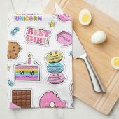 Muster Funny Unicorn Magic Rainbow Niedlicher Urla Geschirrtuch (Viertel Falte)