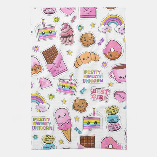 Muster Funny Unicorn Magic Rainbow Niedlicher Urla Geschirrtuch (Vertikal)
