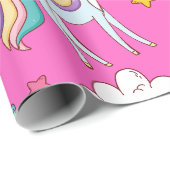 Muster Funny Unicorn Niedlich Geschenkpapier (Rolleneckpunkt)