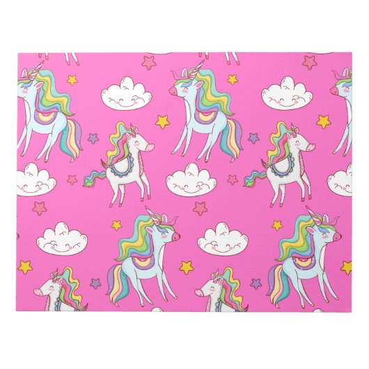 Muster Funny Unicorn Niedlich Notizblock (Vorderseite)