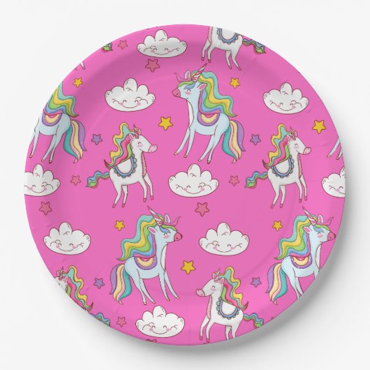 Muster Funny Unicorn Niedlich Pappteller (Vorderseite)