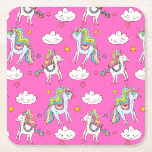 Muster Funny Unicorn Niedlich Rechteckiger Pappuntersetzer