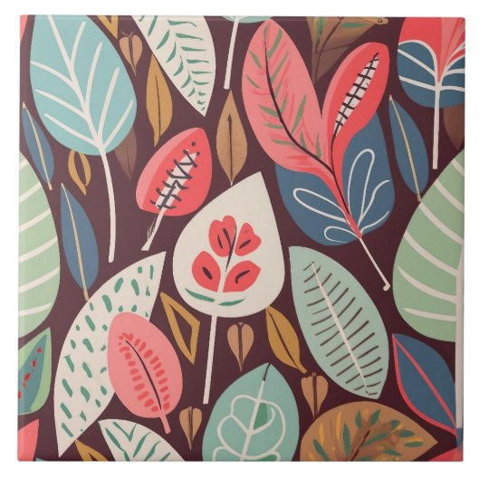 Muster für abstrakte Blätter Fliese (Vorderseite)