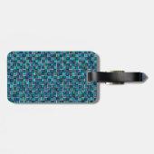 Muster für abstrakte blaue Quadrate Gepäckanhänger (Rückseite horizontal)