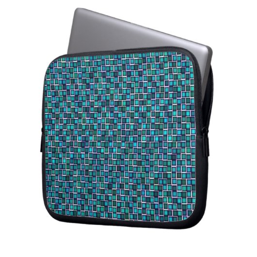 Muster für abstrakte blaue Quadrate Laptopschutzhülle (Vorderseite Links)