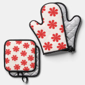 Muster für abstrakte Blume Ofenhandschuh & Topflappen-Set (Vorderseite/Rückseite)