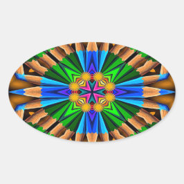Muster für Abstrakte Blume Ovaler Aufkleber