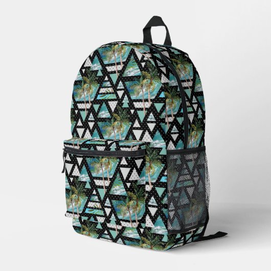 Muster für abstrakte Geometrien Bedruckter Rucksack (Rückseitige Ecke Rechts)