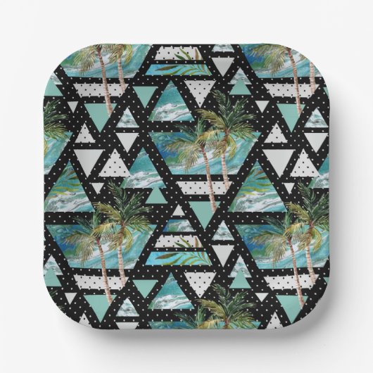 Muster für abstrakte Geometrien Pappteller (Vorderseite)