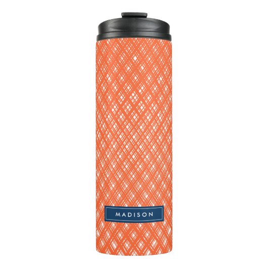 Muster für abstrakte Orange Line-Striche Thermosbecher (Vorderseite)