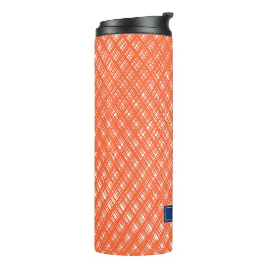 Muster für abstrakte Orange Line-Striche Thermosbecher (Nach links gedreht)