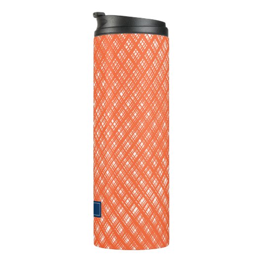 Muster für abstrakte Orange Line-Striche Thermosbecher (Nach rechts gedreht)