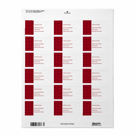 Muster für Abstrakte rote Kreise auf Weiß Adressaufkleber (Vorne)