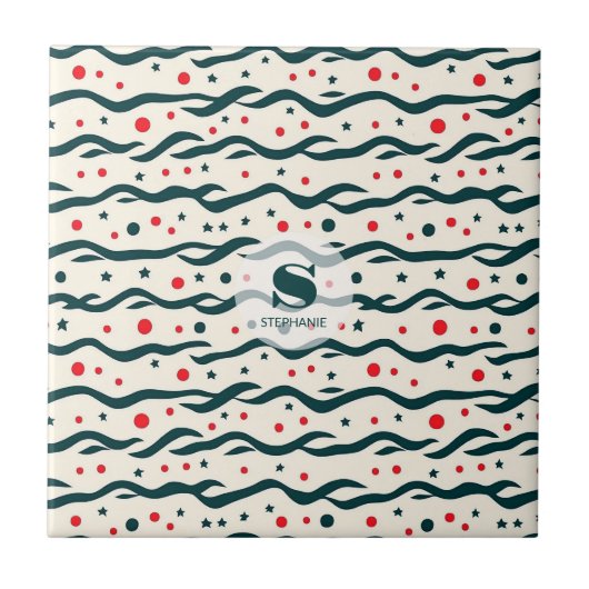 Muster für abstrakte Wavy Lines und geometrische F Fliese (Vorderseite)